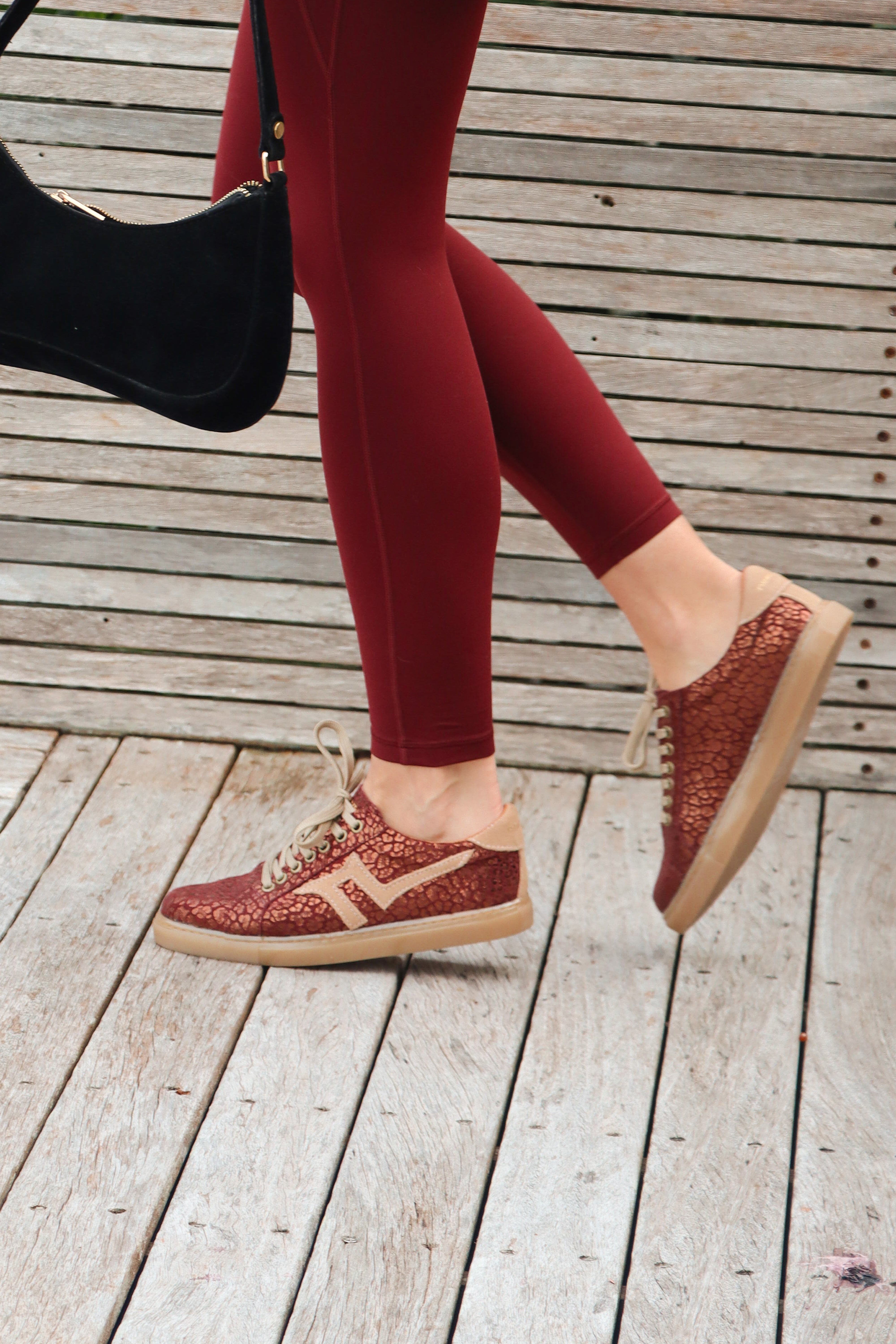 Burgundy Leopard Leather Sneaker