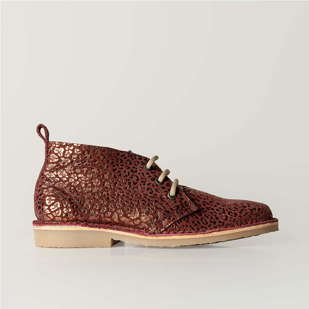 New Earth Burgundy Leopard Vellie Side