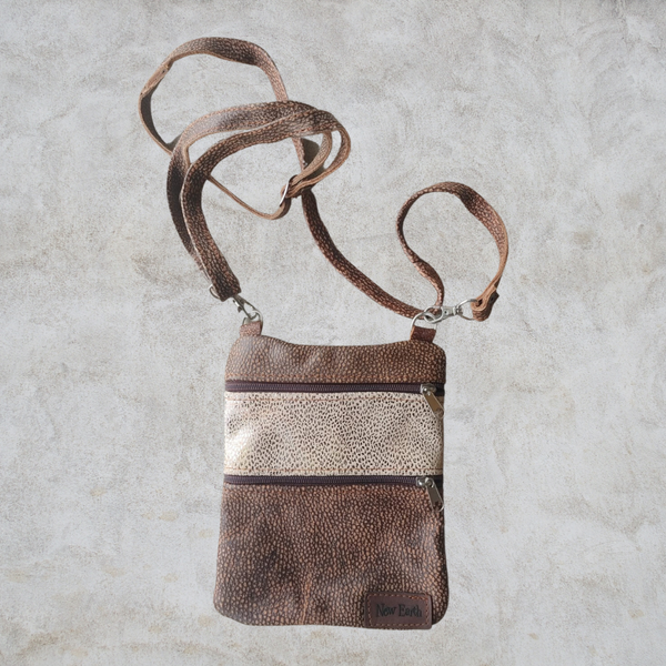 Brown Buffalo Leather With Snake Rose Gold Panel Insert