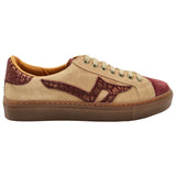 Beige and Burg Leather Sneaker