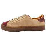 Beige and Burg Leather Sneaker