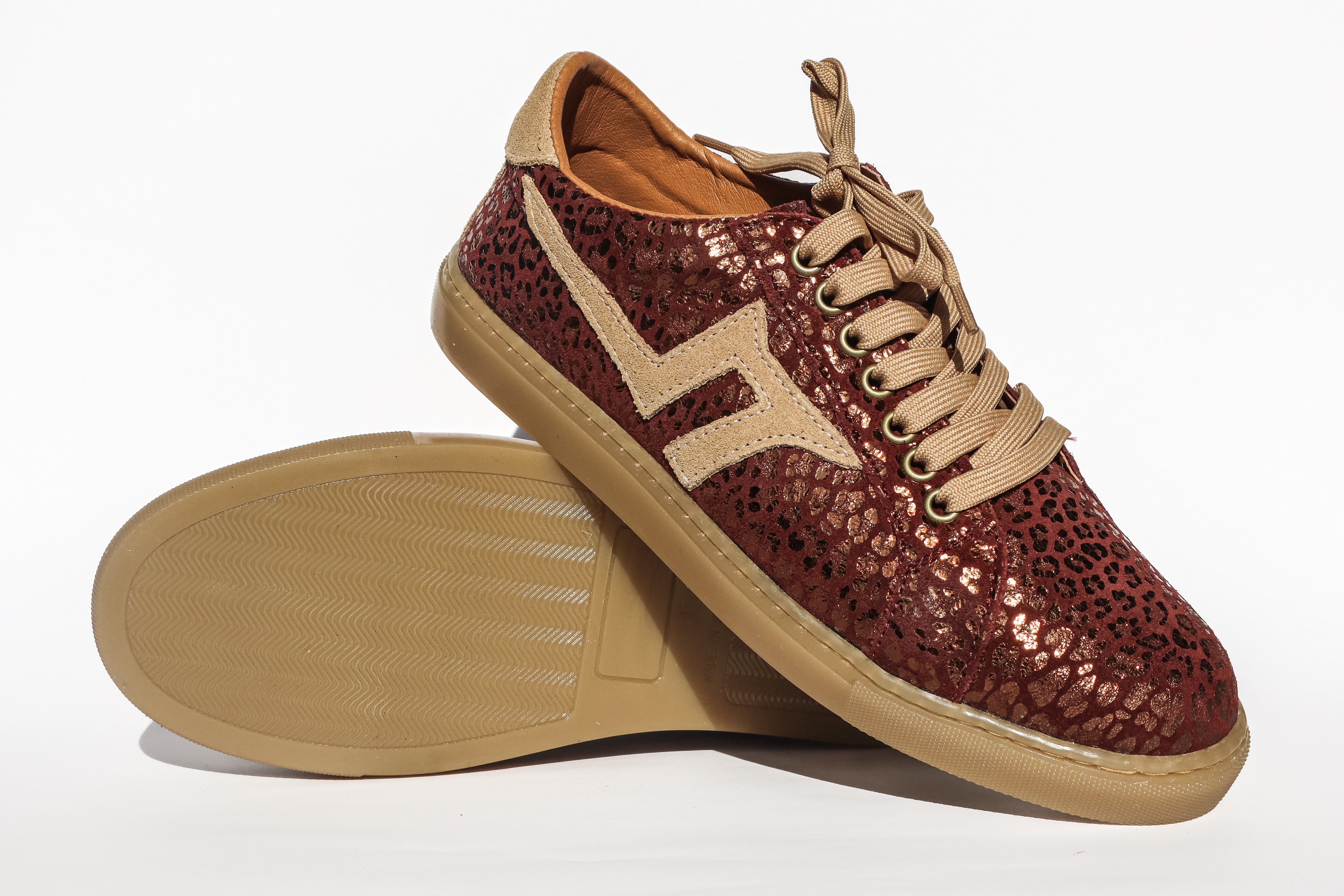Burgundy Leopard Leather Sneaker