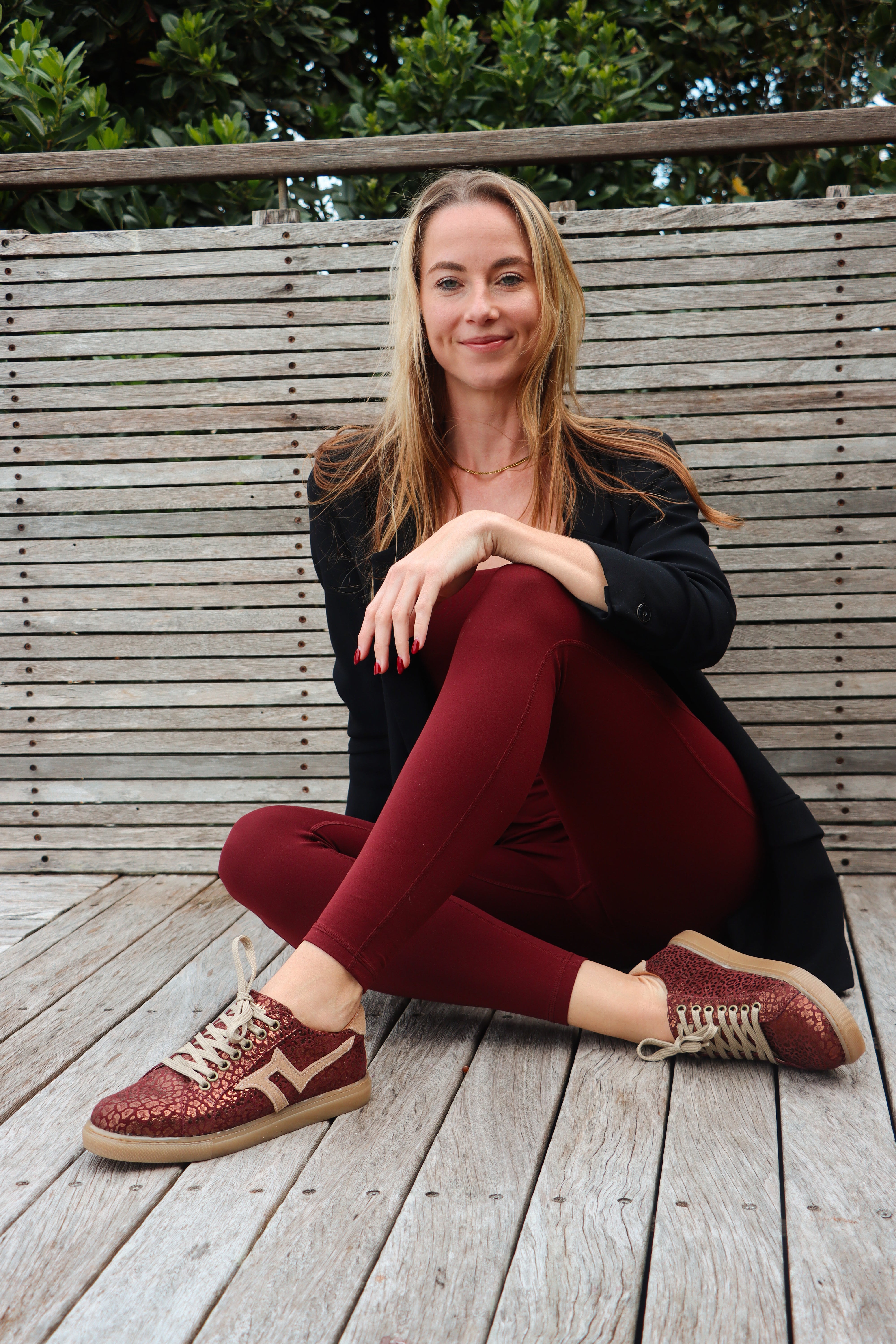 Burgundy Leopard Leather Sneaker