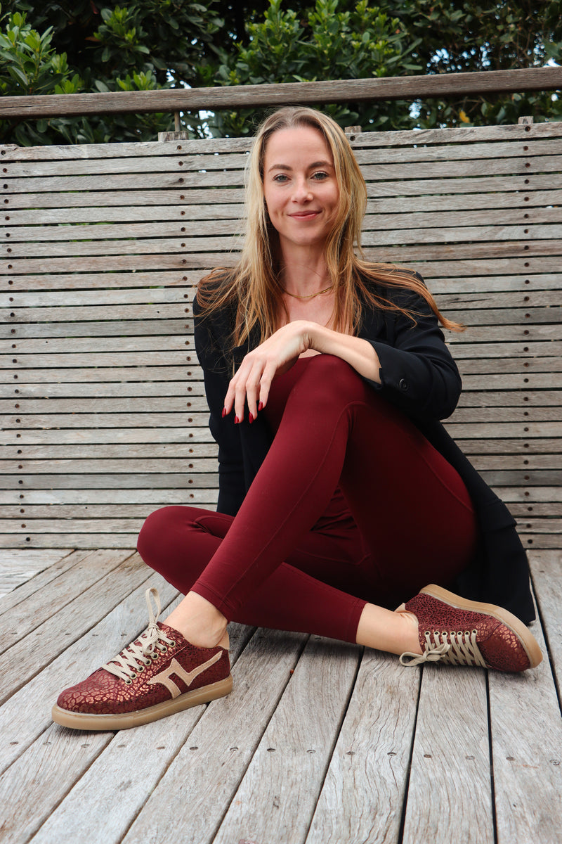 BURGUNDY LEOPARD SNEAKER. (EXCLUSIVE, LIMITED EDITION) – PRE ORDER.
