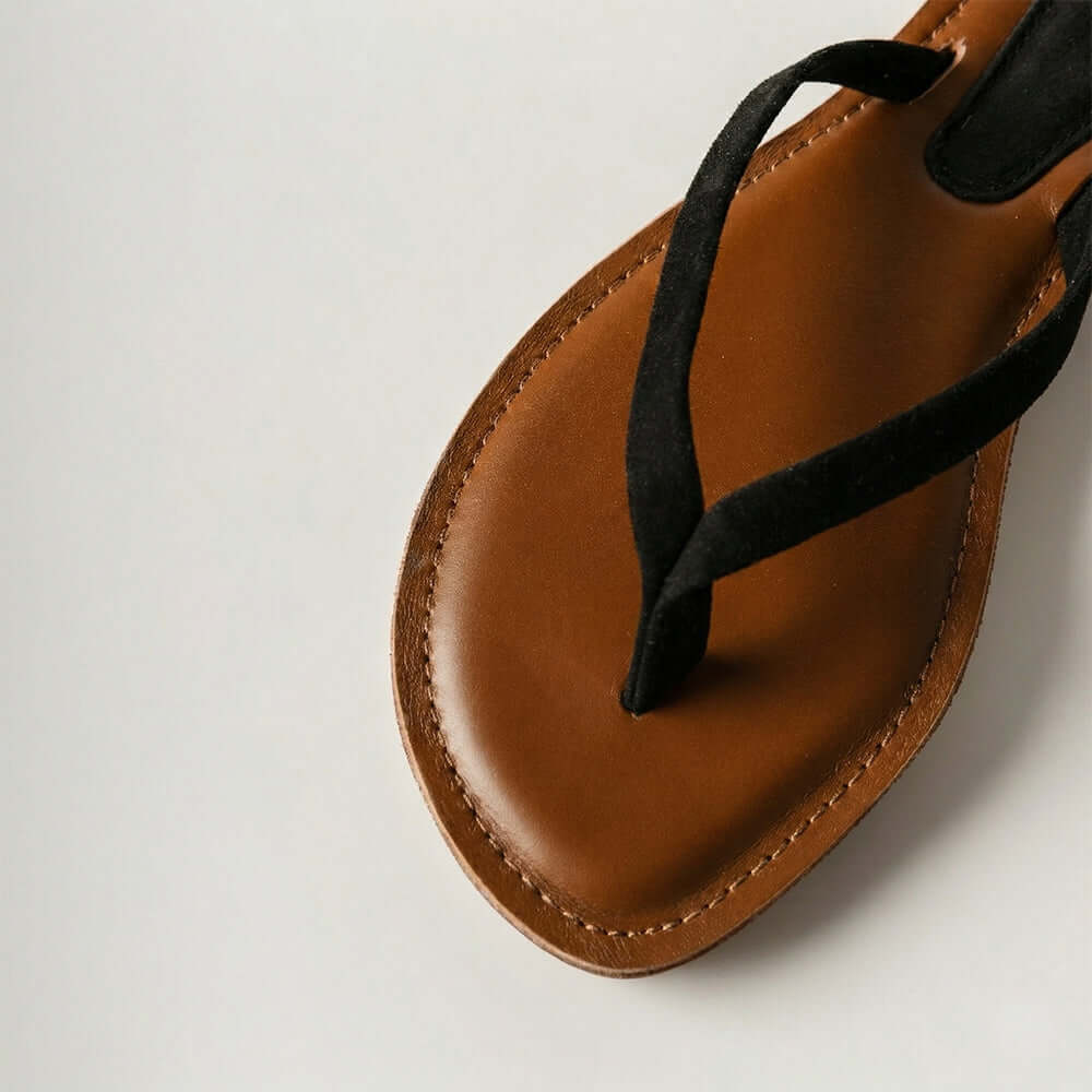 New Earth Black Velour Sandal Angle
